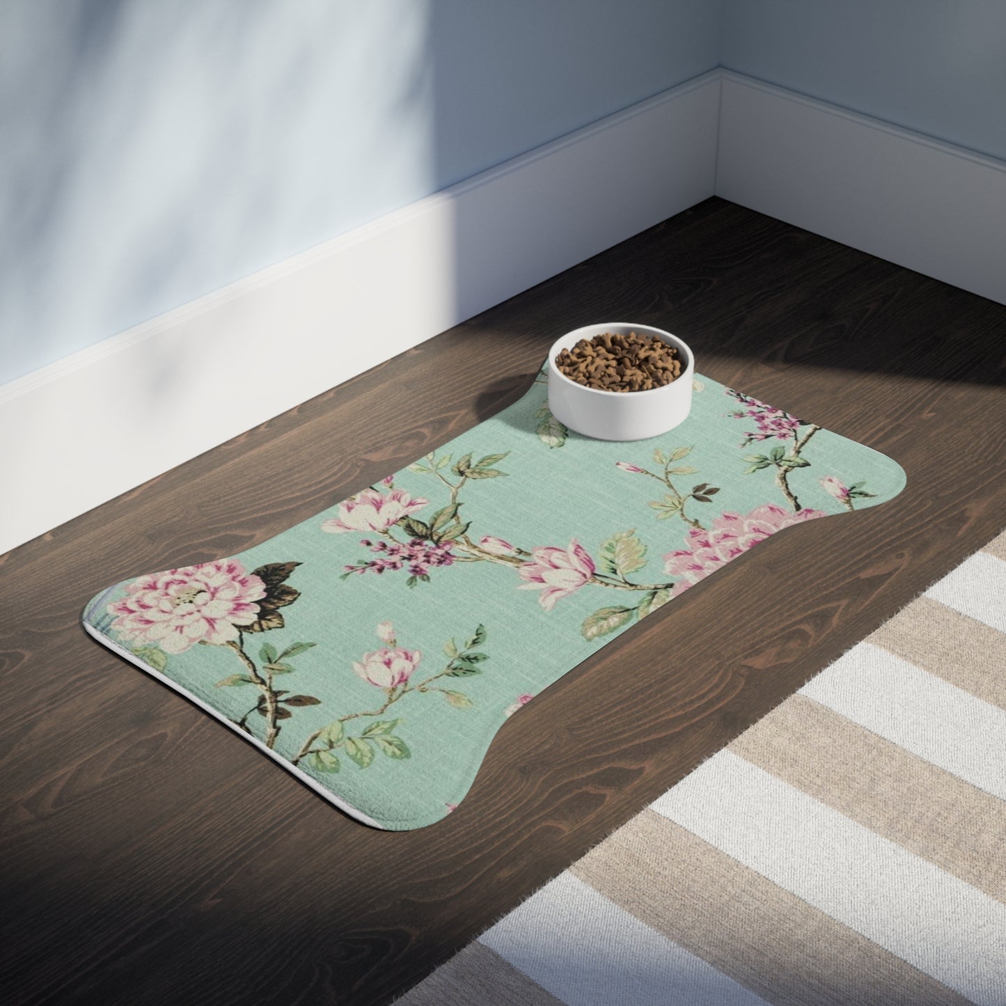 Turquoise Toile Pet Feeding Mats