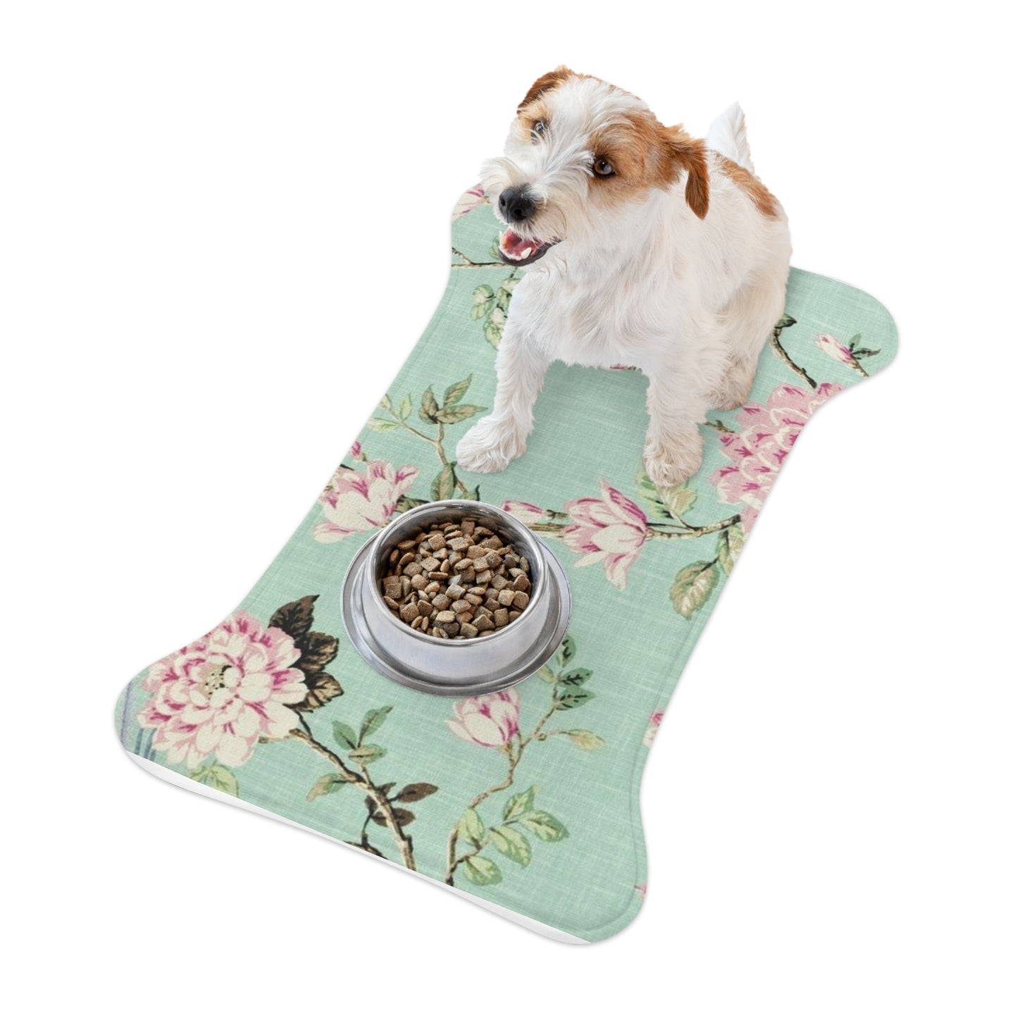 Turquoise Toile Pet Feeding Mats